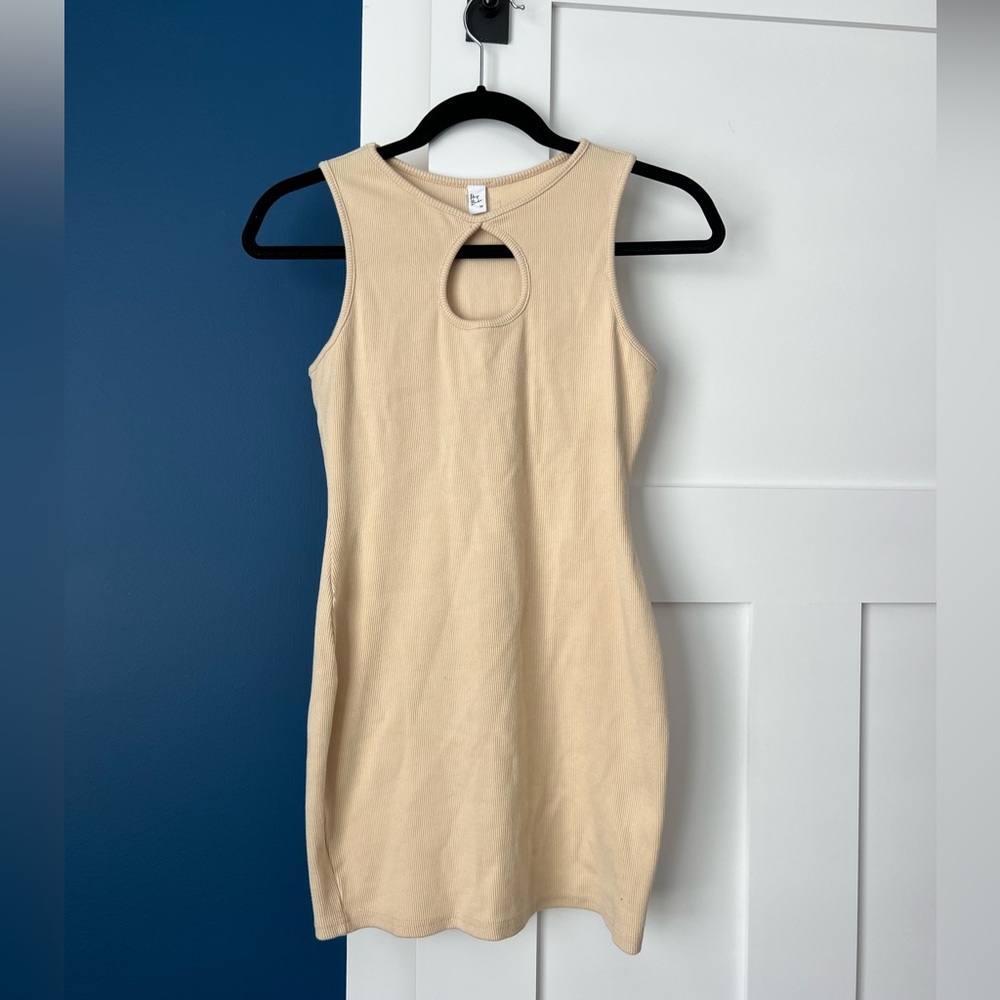 Hey Babe Tan Keyhole Dress